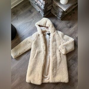 Rachel Zoe Cream Hooded Teddy Coat